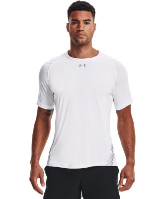 Large #8956 L Under Armour White Short Sleeve Athletic/Run/Workout Shirt Sz